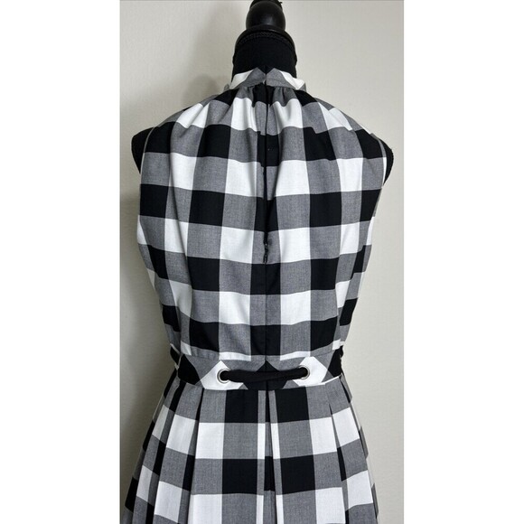 Anna Sui Black & White Gingham Fit & Flair Sleeveless Halter Dress Size 8 - Picture 9 of 9